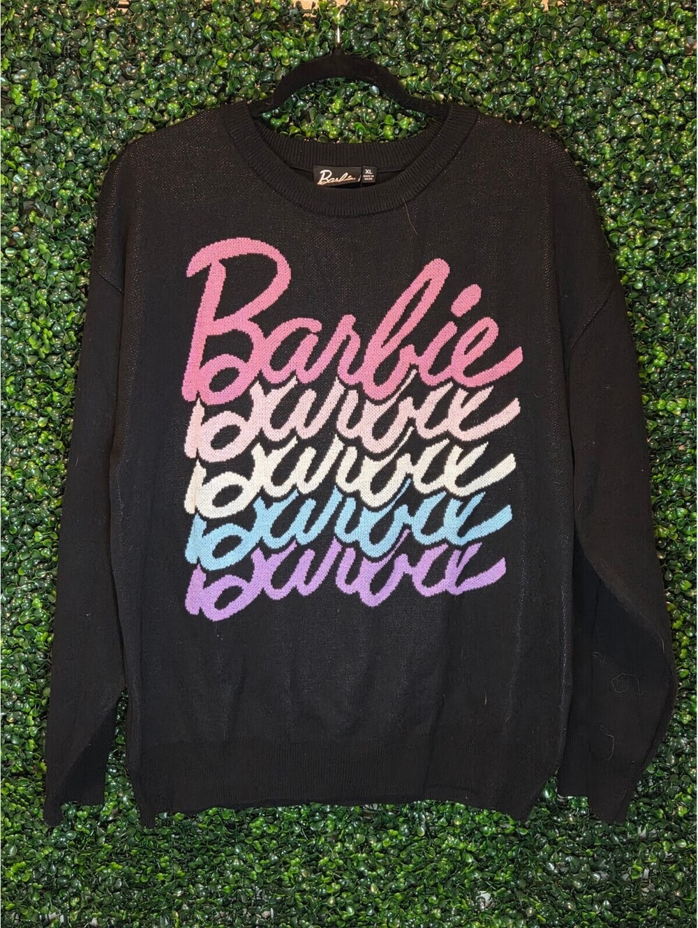 Barbie Black Sweater with Multicolor Logo XL
